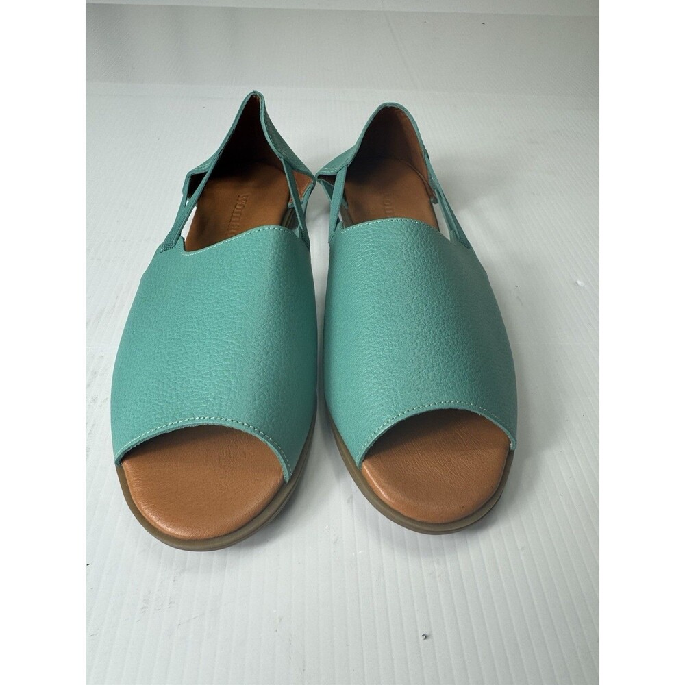 Womads  Women’s Size 7 Turquoise Aqua Open Toe Slingback Flat Sandals